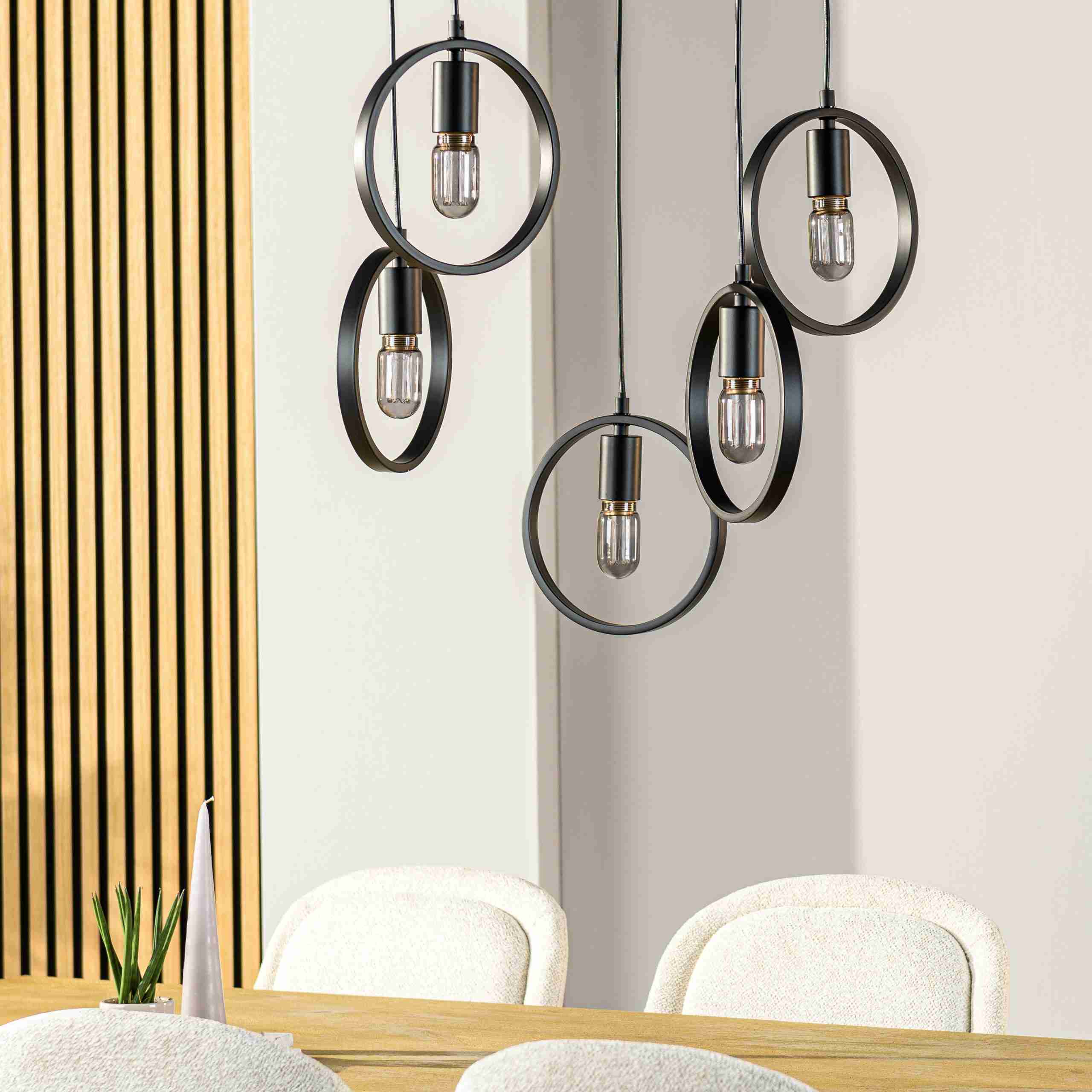 BASE Hanglamp Jadine 5-lamps - Zwart