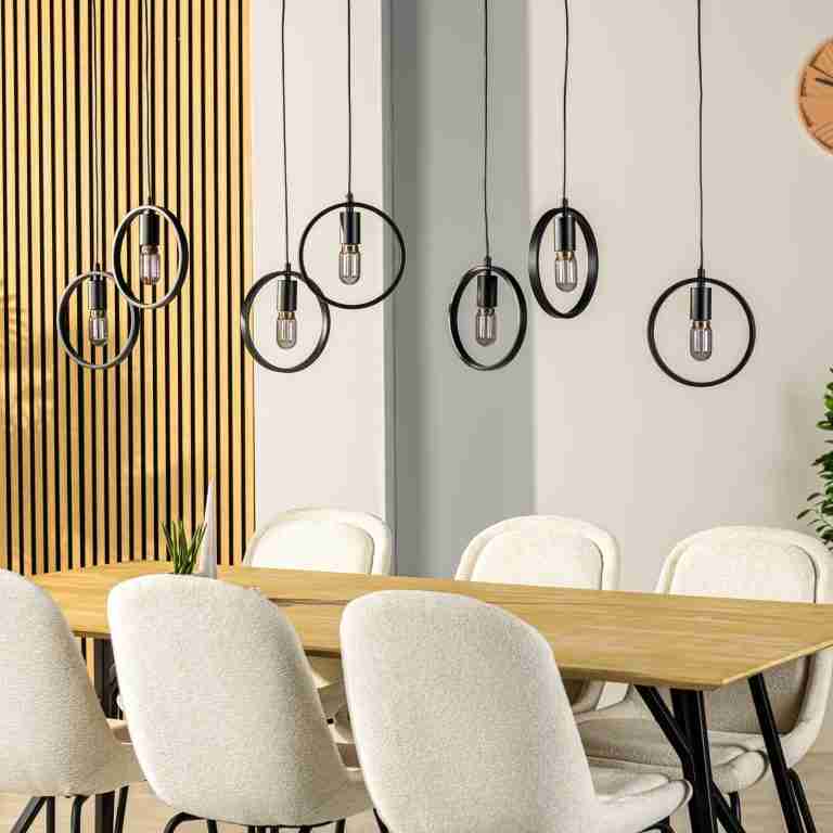 BASE Hanglamp Jadine 7-lamps - Zwart