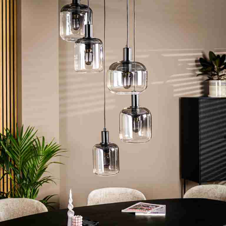 BASE Hanglamp Jesalyn 5-lamps - Smoke