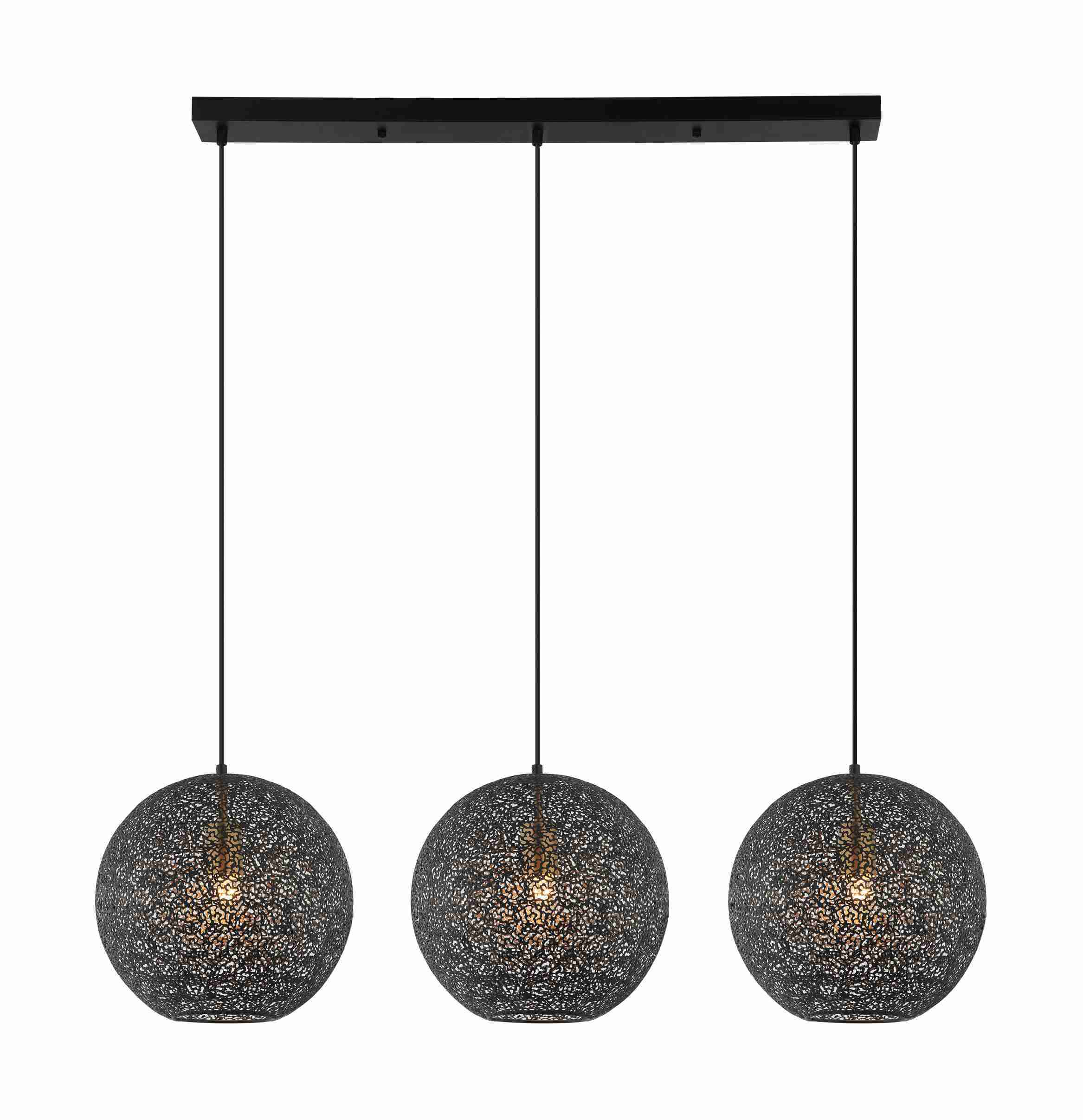 BASE Hanglamp Kasee 3-lamps Metaal - Zwart
