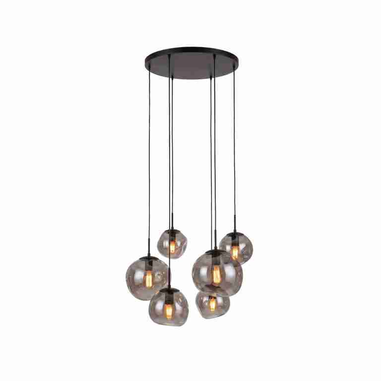 BASE Hanglamp Kasim 6-lamps, Glas - Smoke