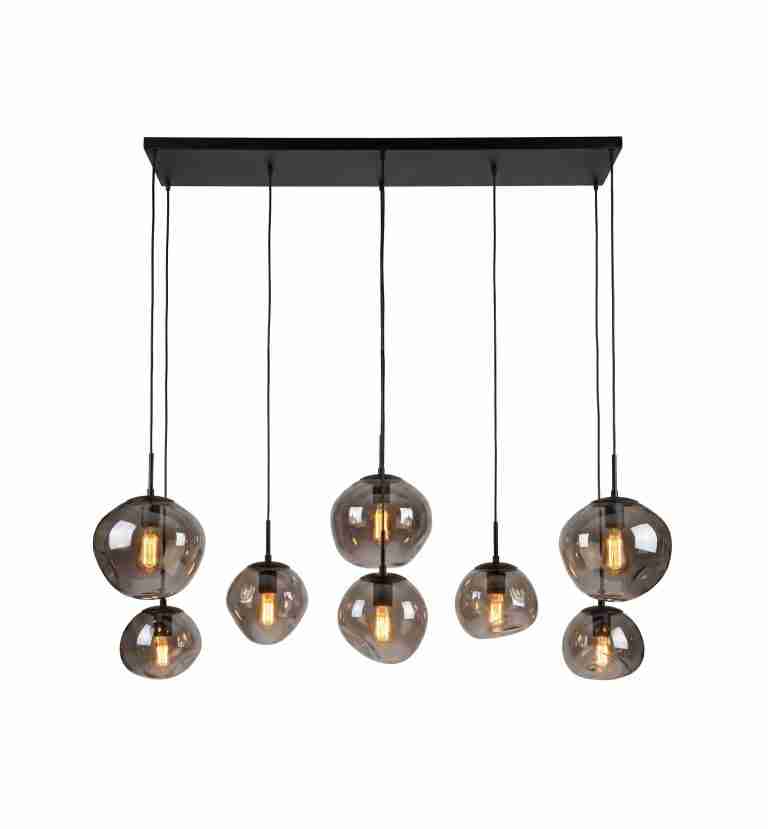 BASE Hanglamp Kasim 8-lamps, Glas - Smoke