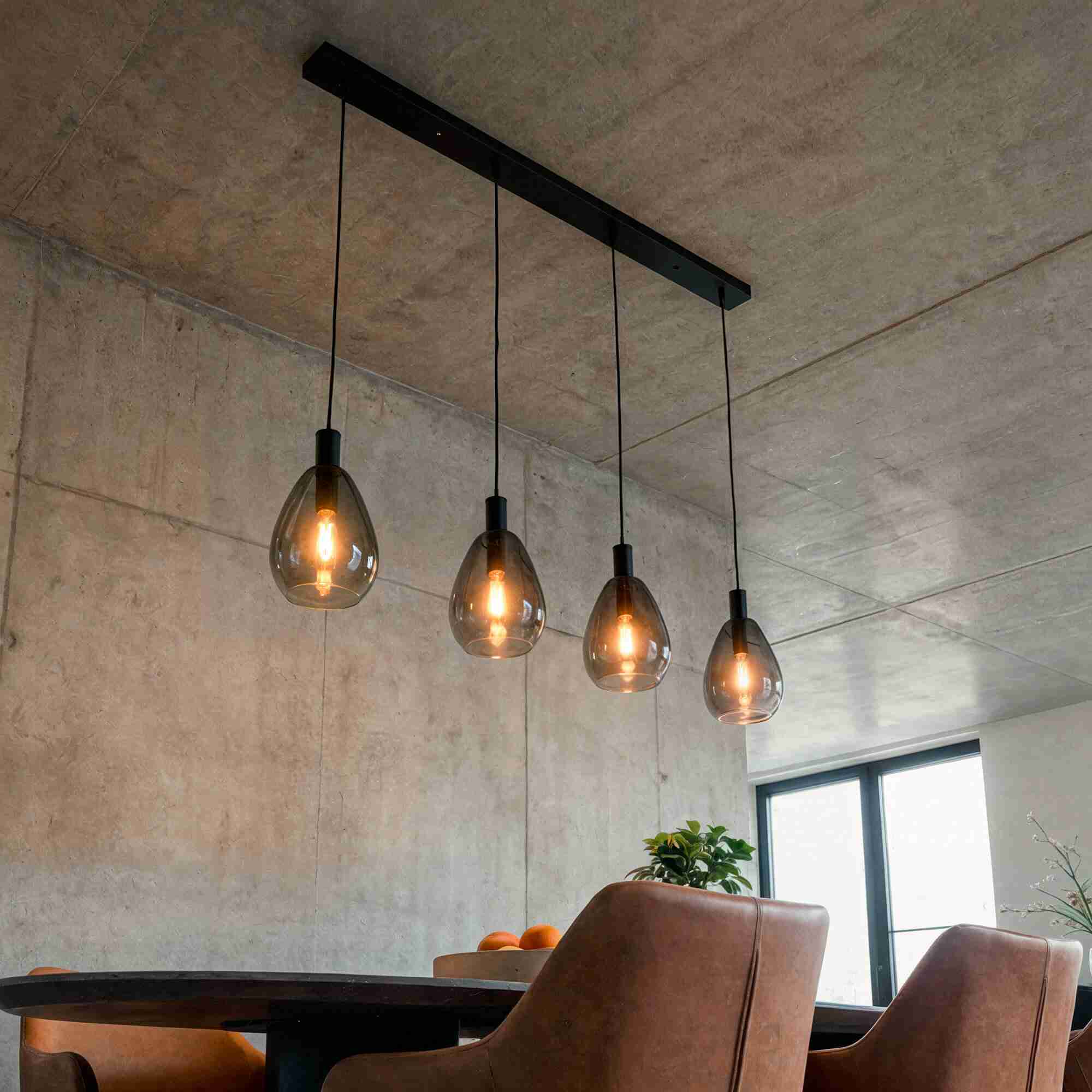 BASE Hanglamp Sharee 4-lamps, Glas - Smoke