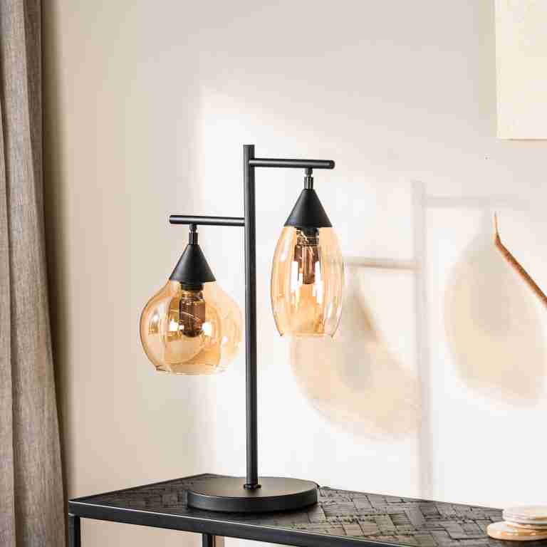 BASE Tafellamp Landi 2-lamps, Glas - Amber