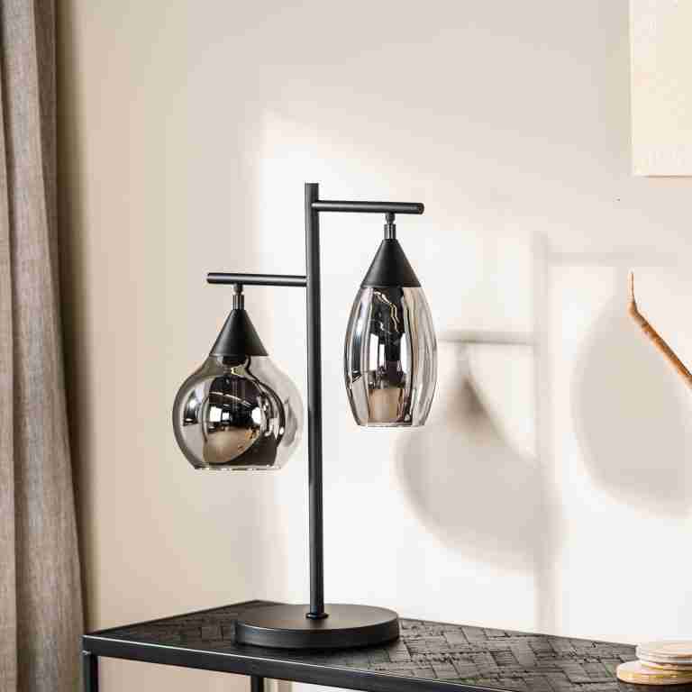 BASE Tafellamp Landi 2-lamps, Glas - Smoke