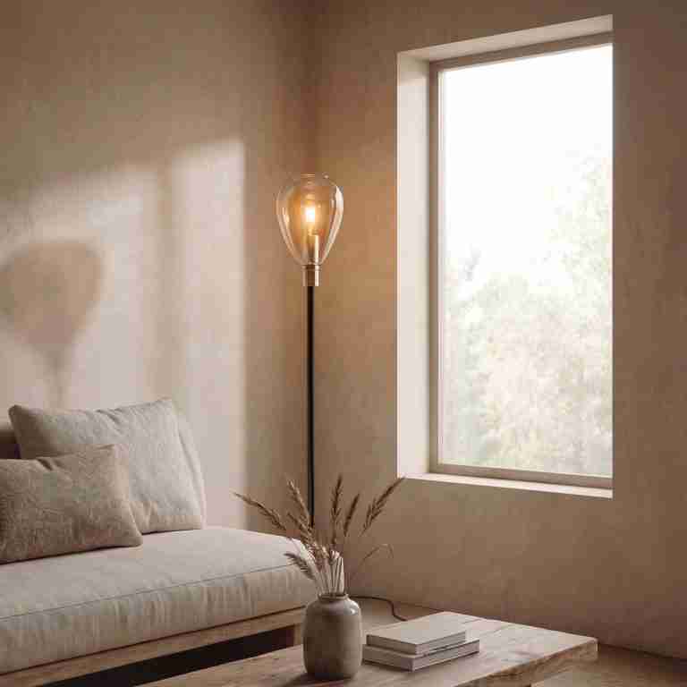 BASE Vloerlamp Aislynn 1-lamps, Glas - Amber
