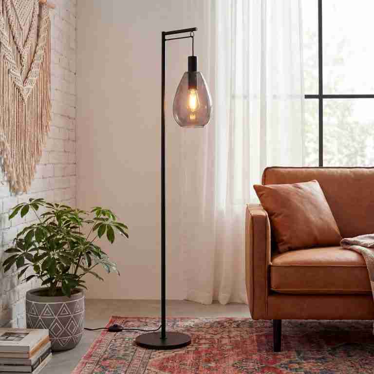 BASE Vloerlamp Aislynn 1-lamps, Glas - Smoke