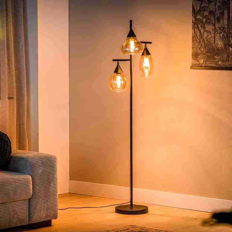 BASE Vloerlamp Landi 3-lamps, Glas - Amber