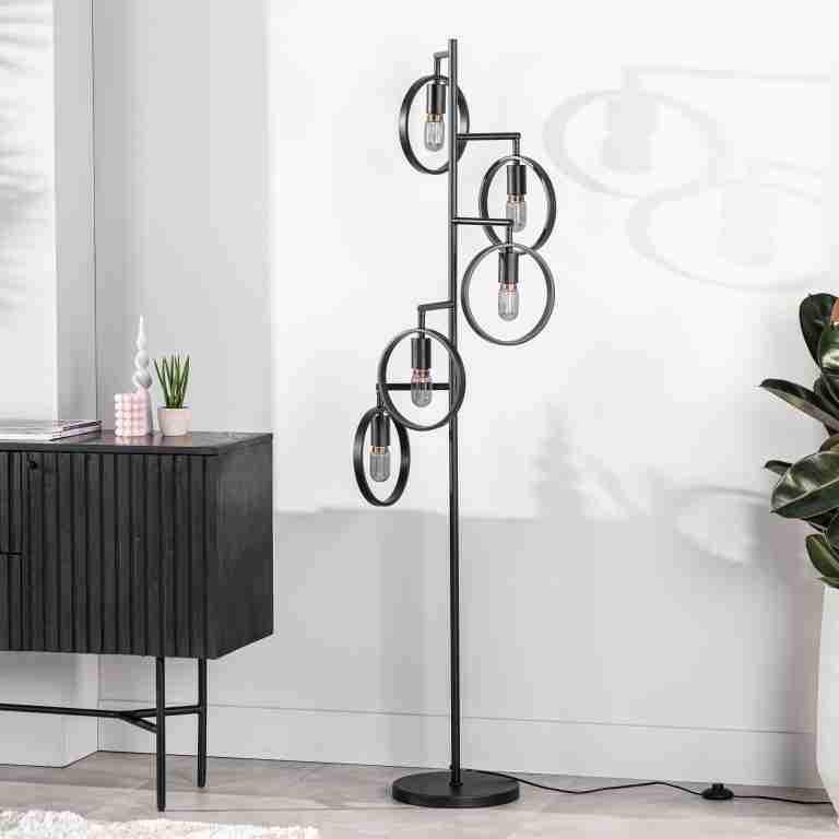BASE Vloerlamp Zainab 5-lamps - Zwart