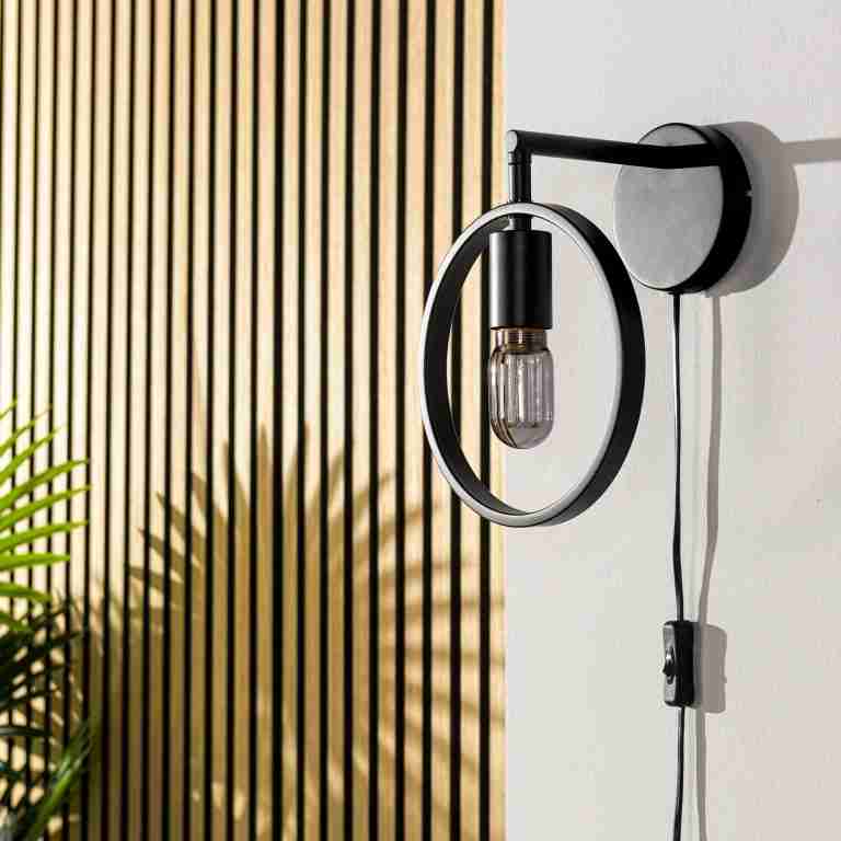 BASE Wandlamp Jadine 1-lamps, Metaal - Zwart