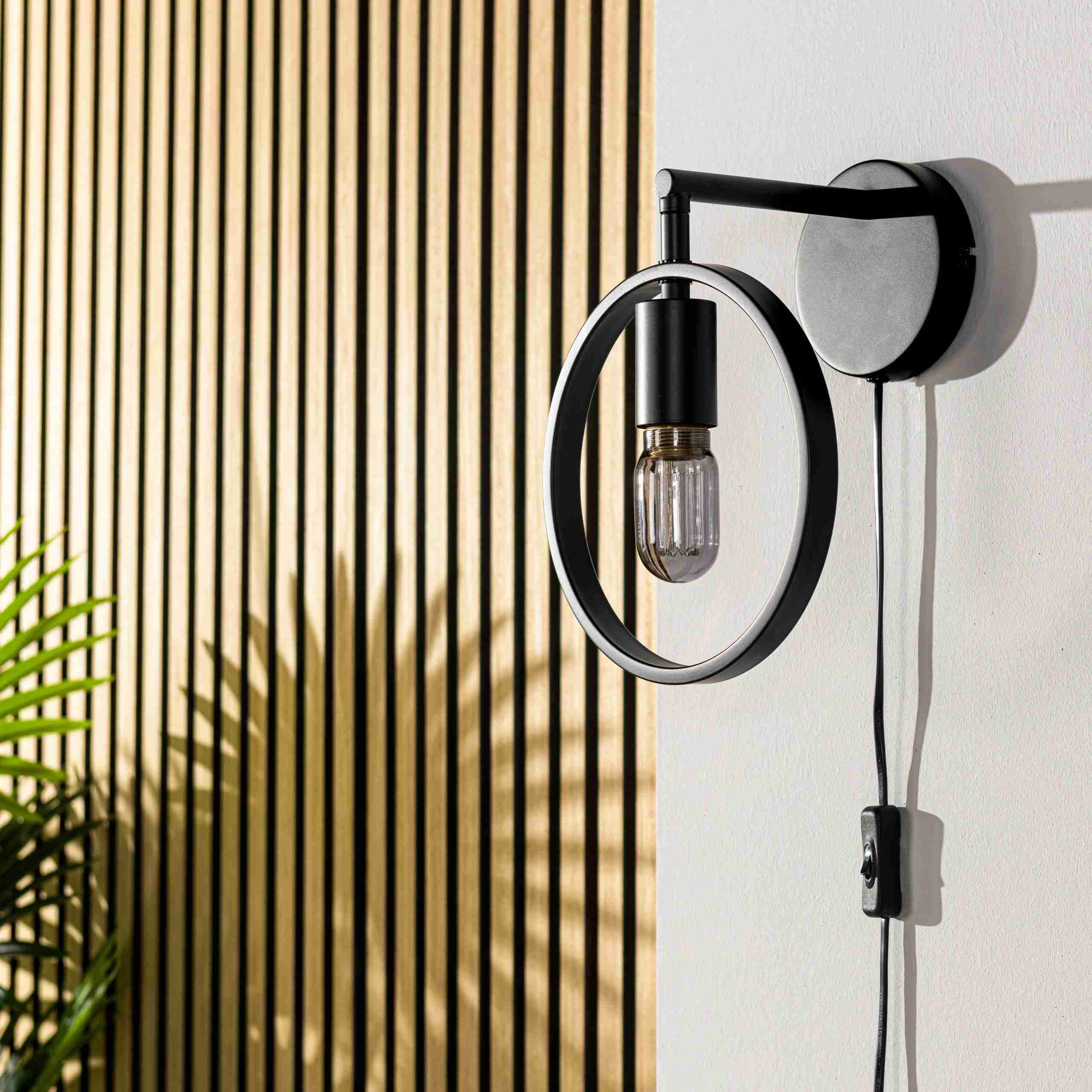 BASE Wandlamp Jadine 1-lamps, Metaal - Zwart