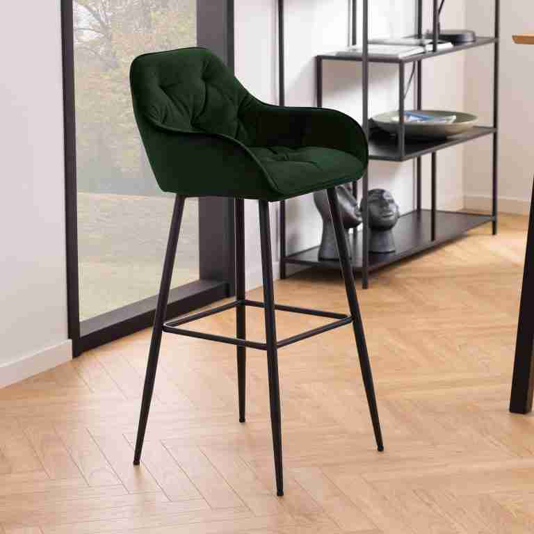 Bendt Barkruk Loren Velvet - Forest Green (zithoogte 79cm)