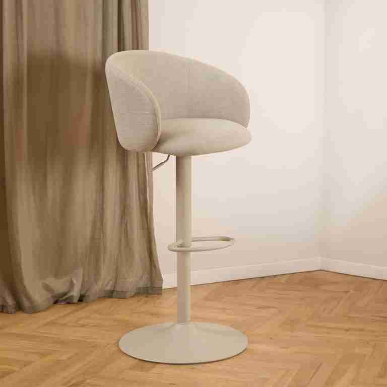 Bendt Draaibare Barkruk Cristi Structuurstof - Beige (zithoogte 65-86cm)