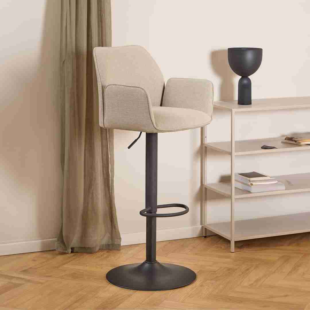 Bendt Draaibare Barkruk Dantrell Structuurstof - Beige (zithoogte 65-85cm)