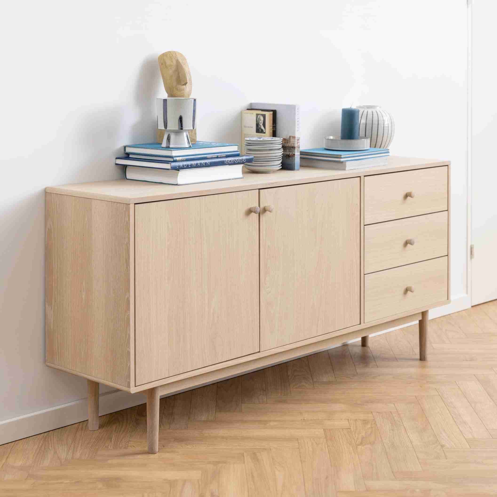 Bendt Dressoir Ove Eiken whitewash, 160 x 75cm - Wit
