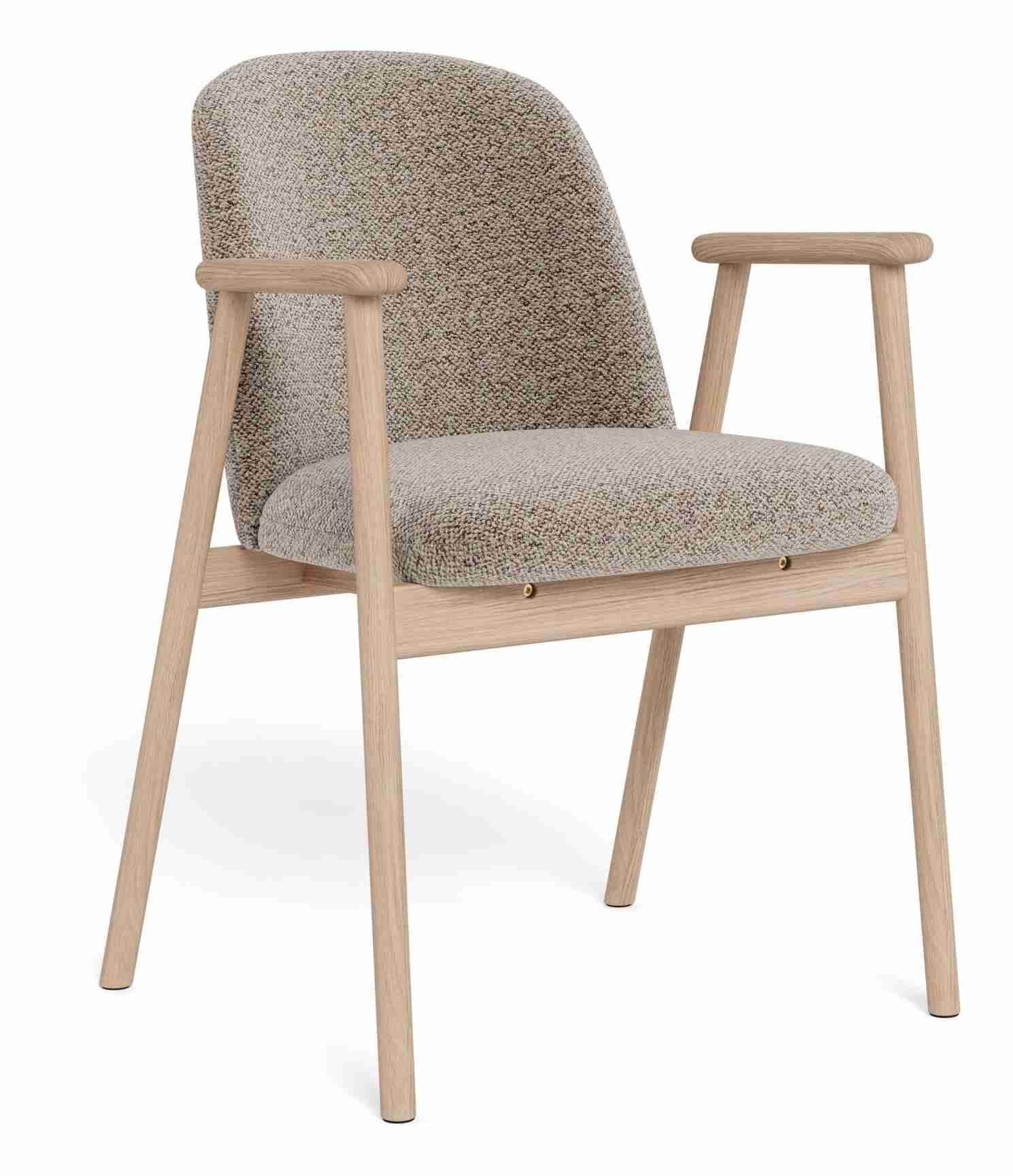 Bendt Eetkamerstoel Kenzo Bouclé en eikenhout - Beige