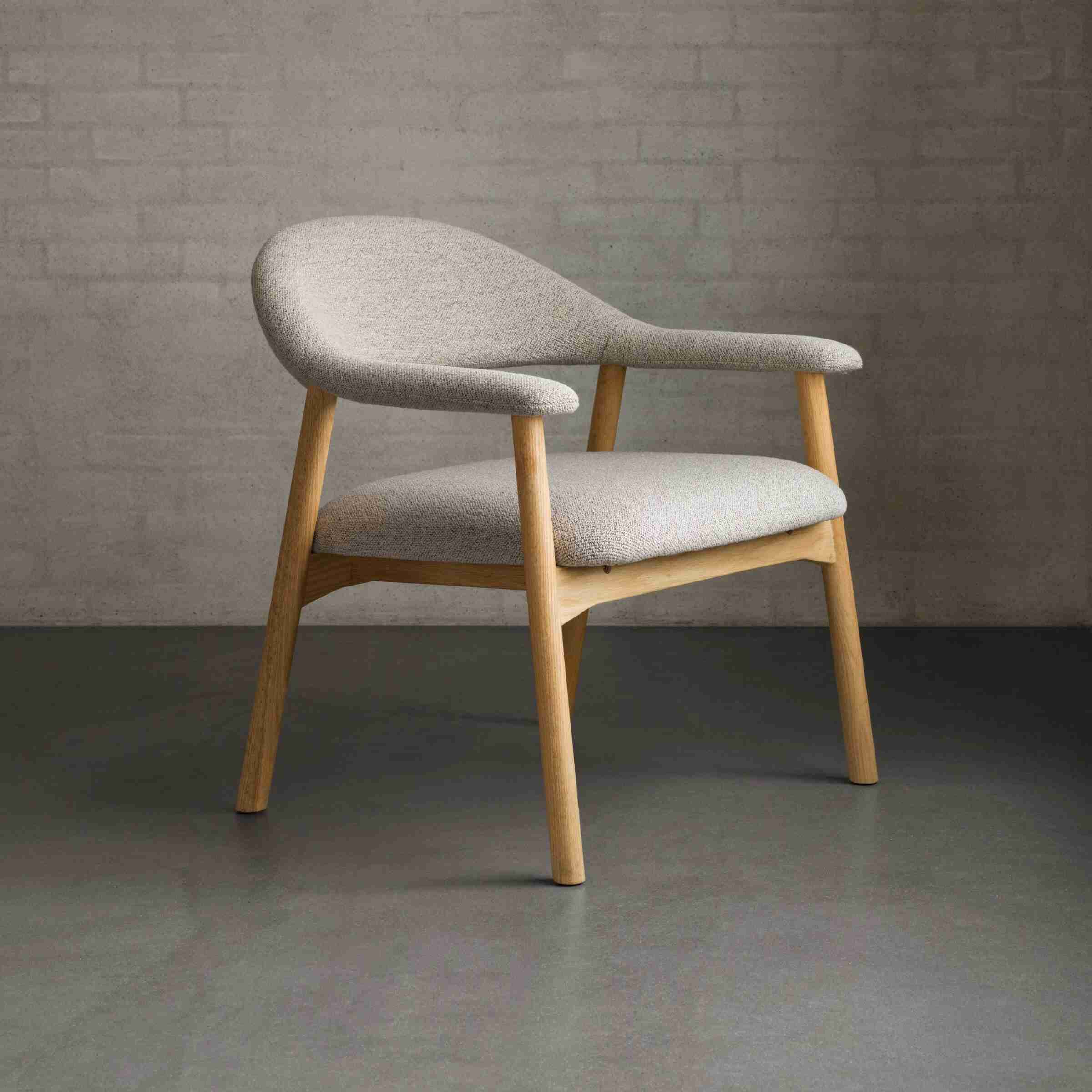 Bendt Fauteuil Gerado Eikenhout en Bouclé - Beige - Japandi