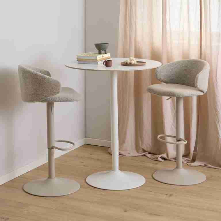 Bendt Ronde Bartafel Tempest Keramiek met marmerprint, 80cm - Wit