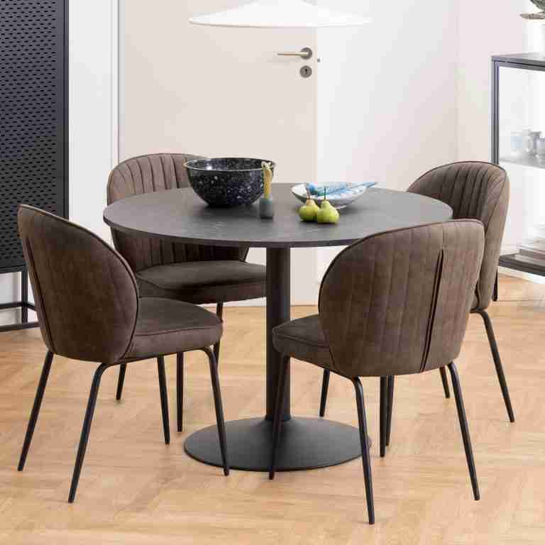 Bendt Ronde Eettafel Ivana Marmerprint, √ò110cm - Zwart