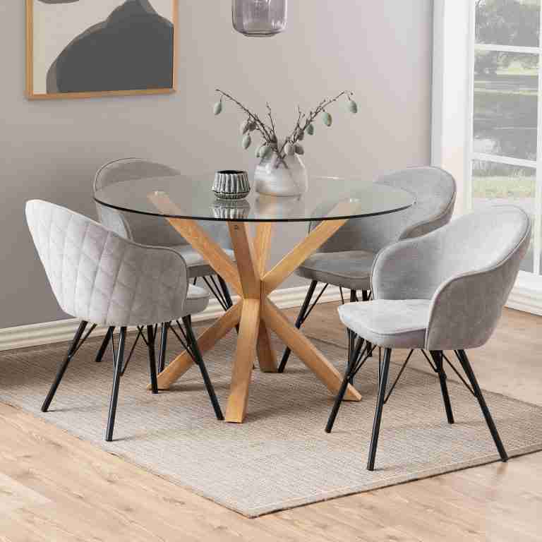 Bendt Ronde Eettafel Line Glas, 119cm - Transparant