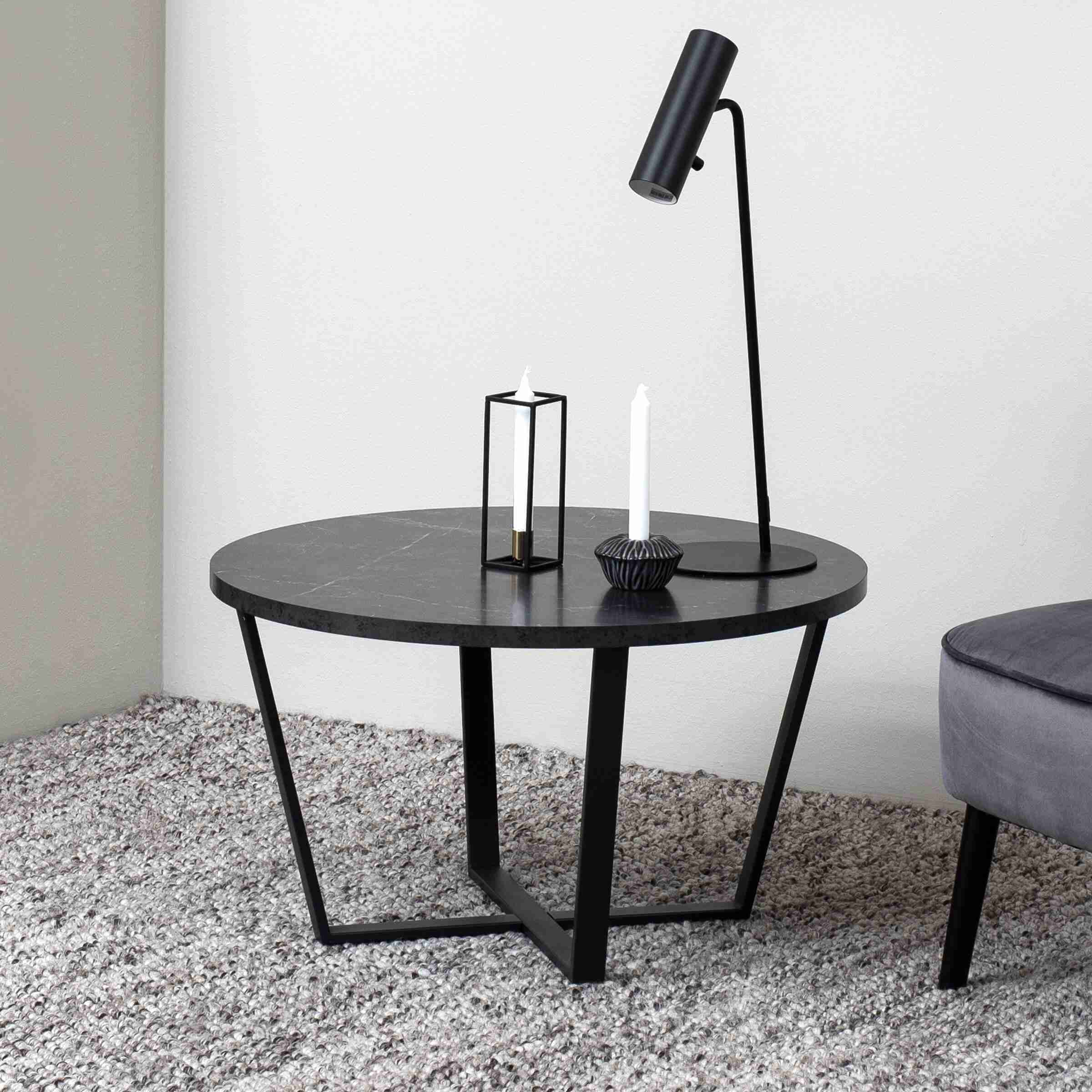 Bendt Ronde Salontafel Per Zwart Marmerlook, √ò77cm