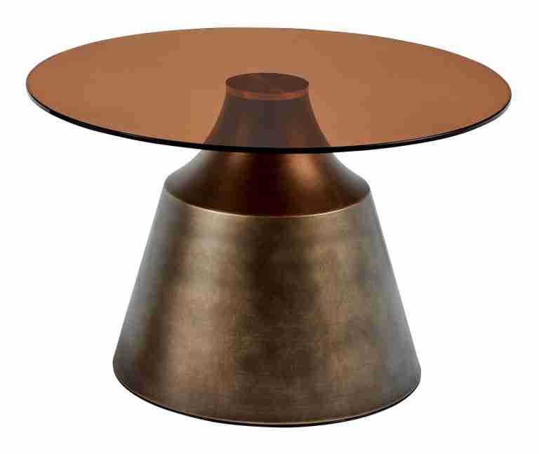 Bendt Ronde Salontafel Tameeka Glas en brons staal, 70cm - Bruin
