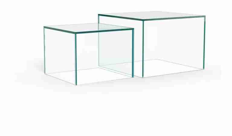 Bendt Salontafel Flavian Glas, Set van 2 stuks - Transparant - Vierkant