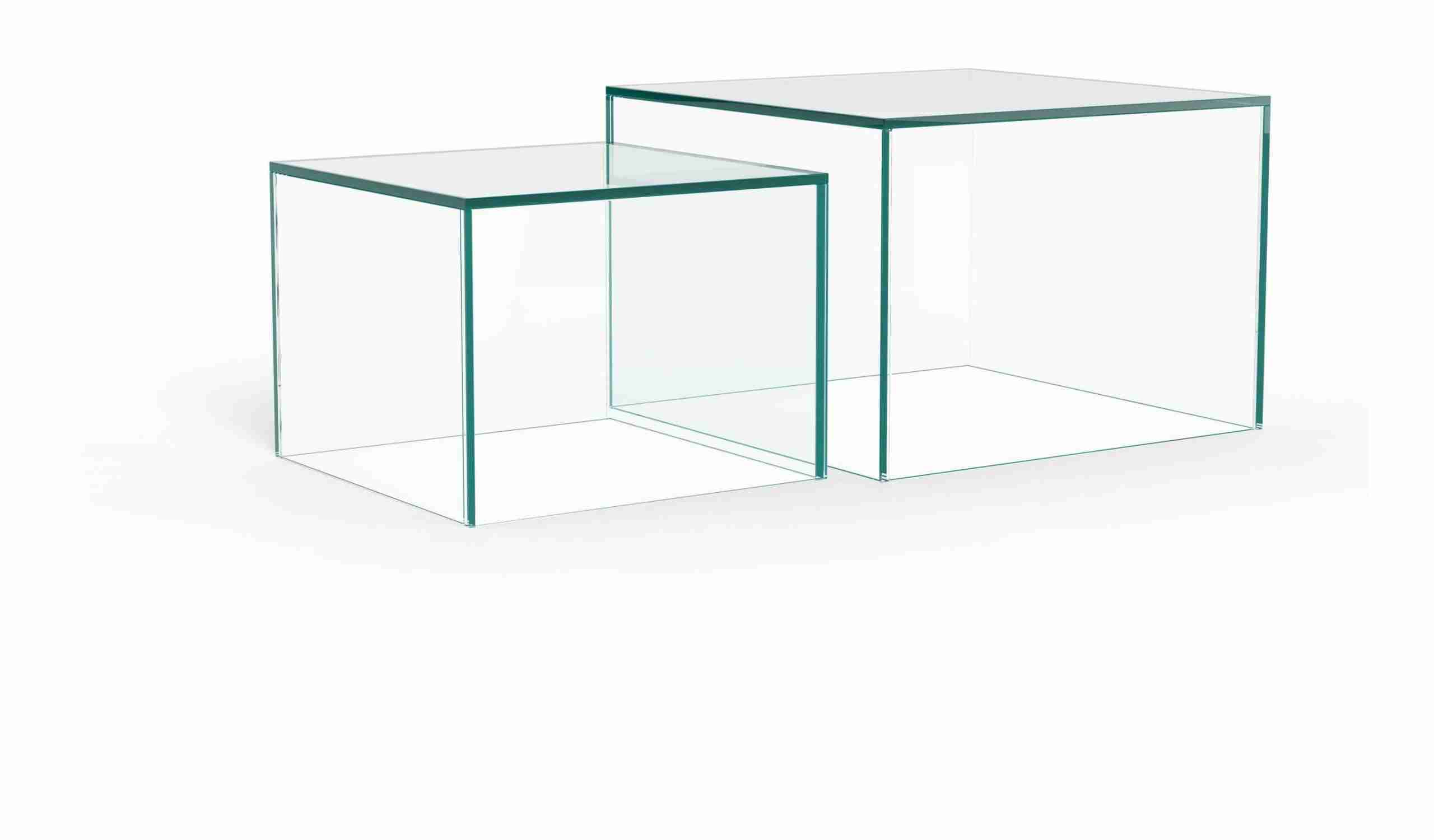 Bendt Salontafel Flavian Glas, Set van 2 stuks - Transparant - Vierkant