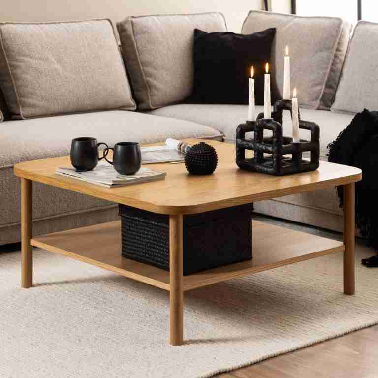 Bendt Salontafel Jazzmen Eiken, 90 x 90cm - Naturel - Vierkant