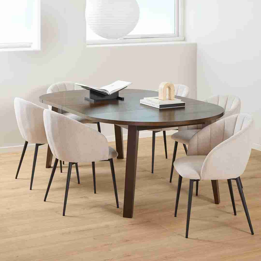 Bendt Uitschuifbare Ronde Eettafel Mads Eiken, 120/170/220 x 120cm - Bruin