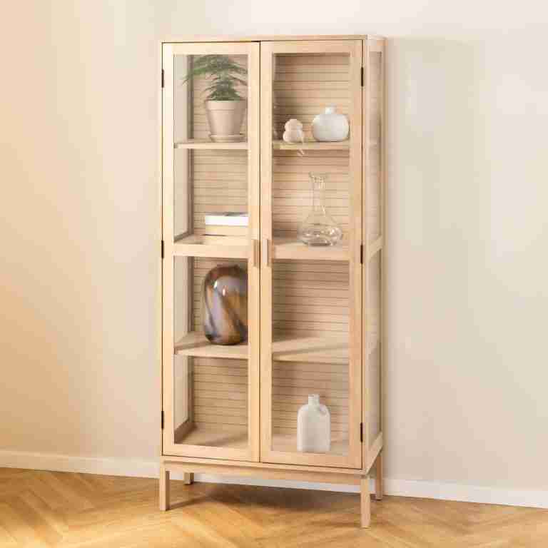 Bendt Vitrinekast Sharalyn Eiken, 180 x 80cm - Wit