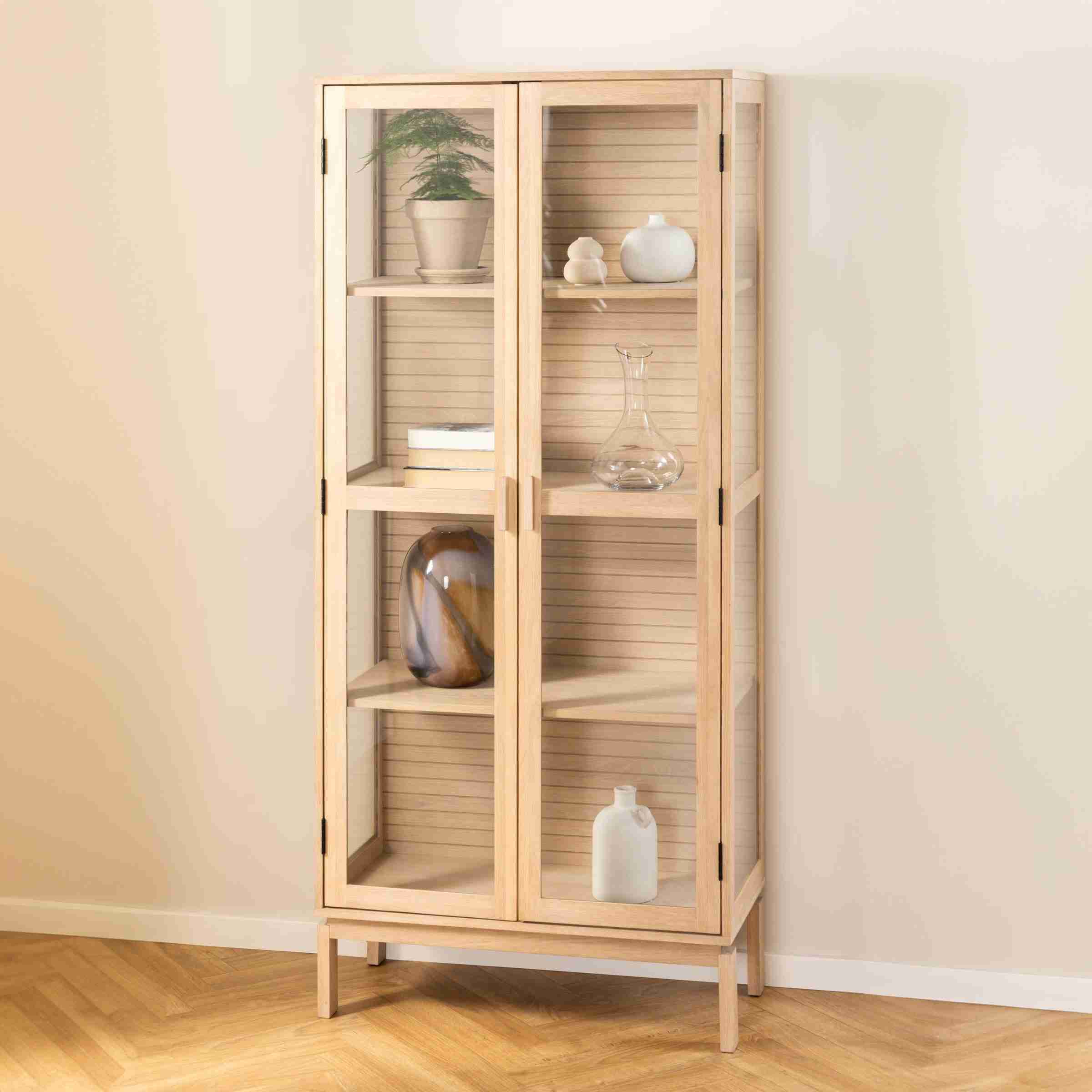 Bendt Vitrinekast Sharalyn Eiken, 180 x 80cm - Wit