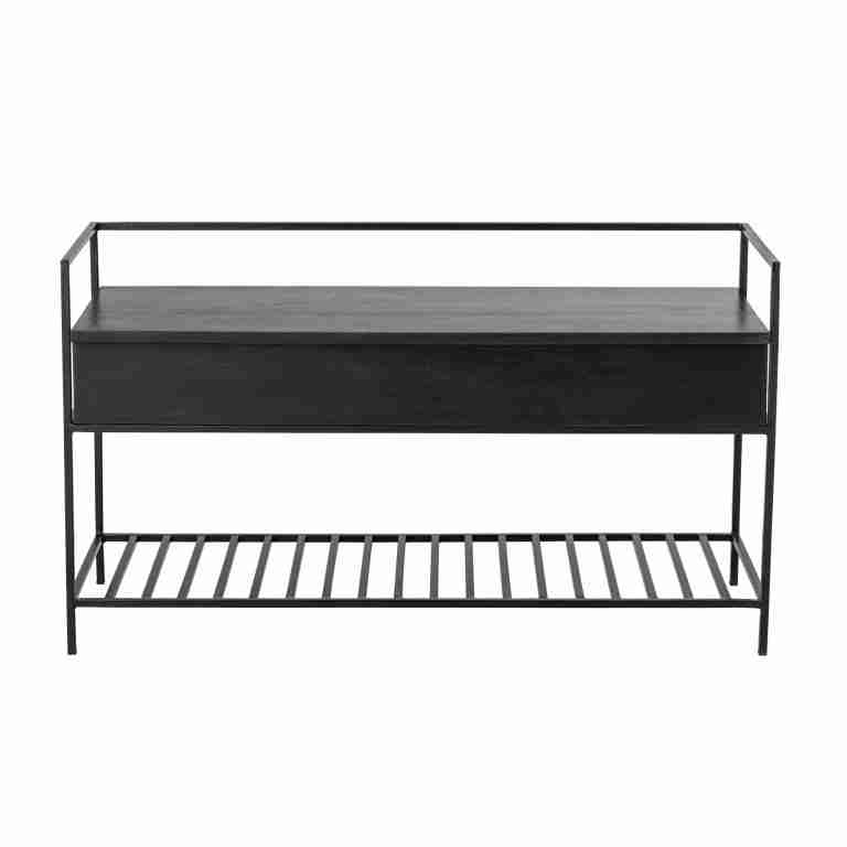 Bloomingville Bankje Abelone Met opbergruimte, 102cm - Zwart