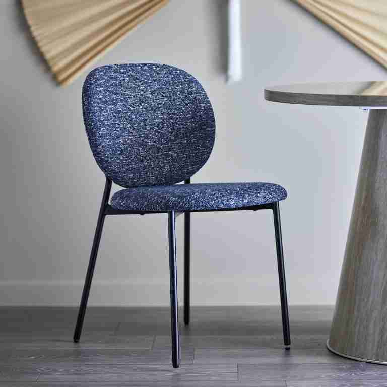 Bloomingville Eetkamerstoel Percey Chenille - Blauw
