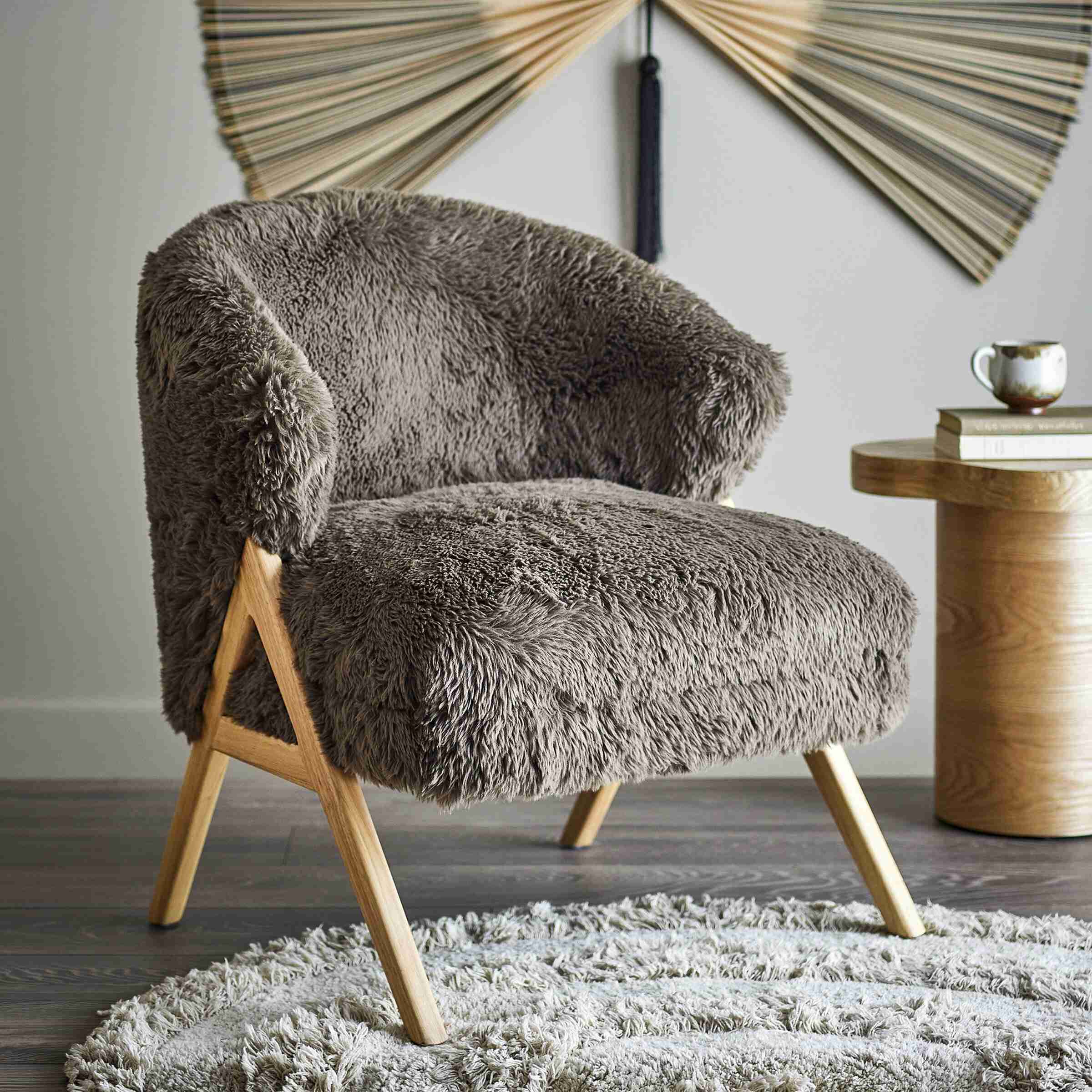 Bloomingville Fauteuil Camino Hoogpolig Fleece - Bruin