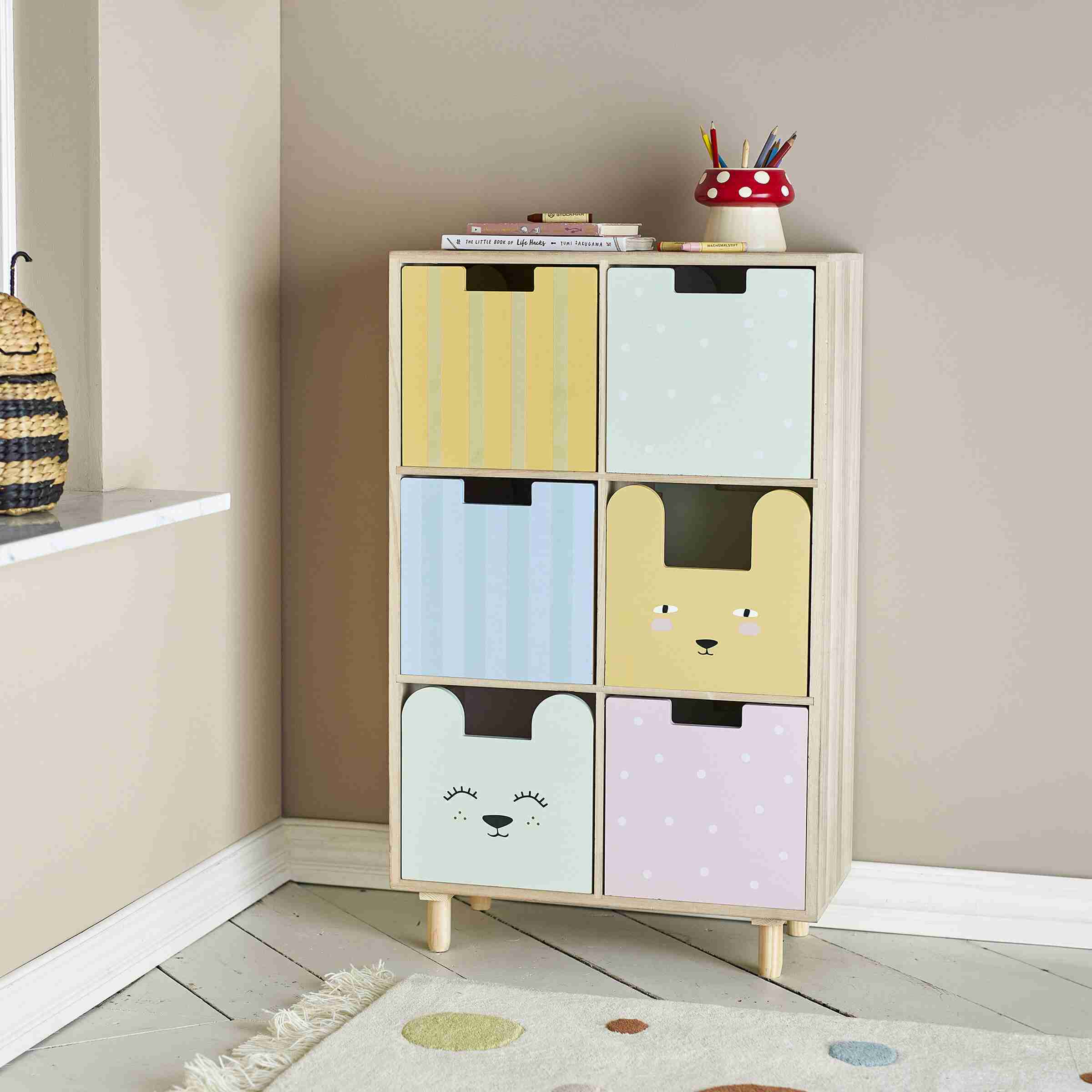 Bloomingville MINI Boekenkast Calle, 90 x 55cm - Meerkleurig