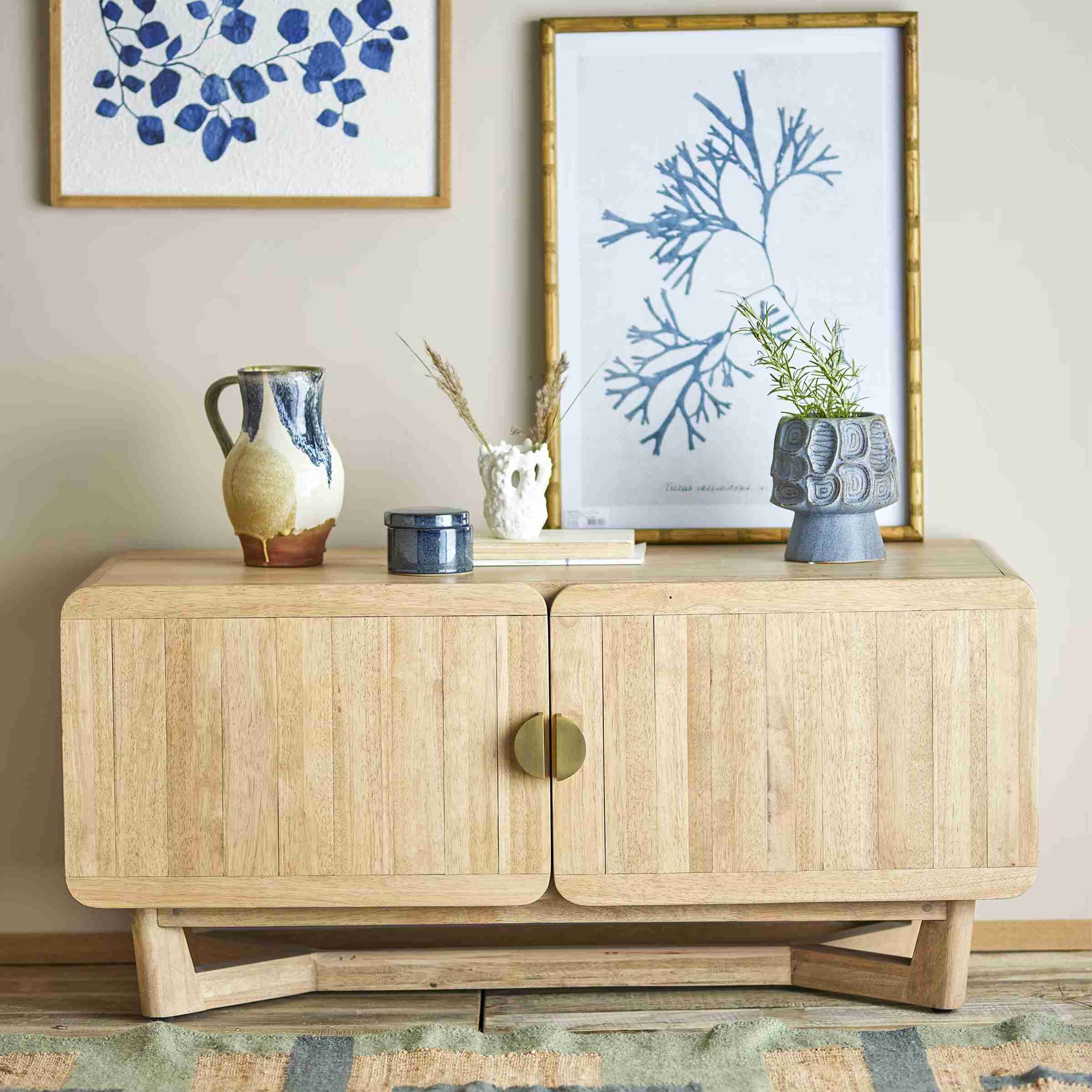 Bloomingville Opbergkast Serrone Rubberhout, 55 x 120cm - Naturel