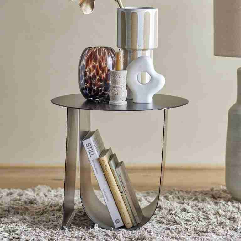 Bloomingville Ronde Bijzettafel Cher 43cm - Zwart - Vierkant