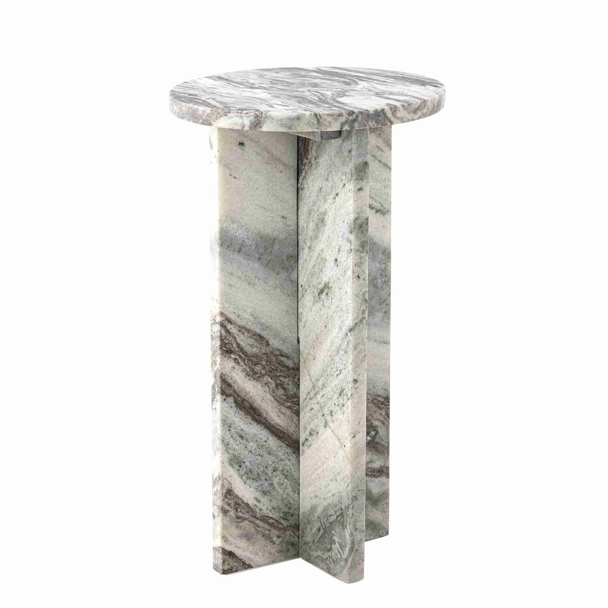 Bloomingville Ronde Bijzettafel Jasmia Marmer, 30cm - Naturel