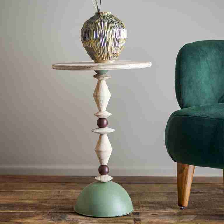Bloomingville Ronde Bijzettafel Mannelli 40cm - Groen