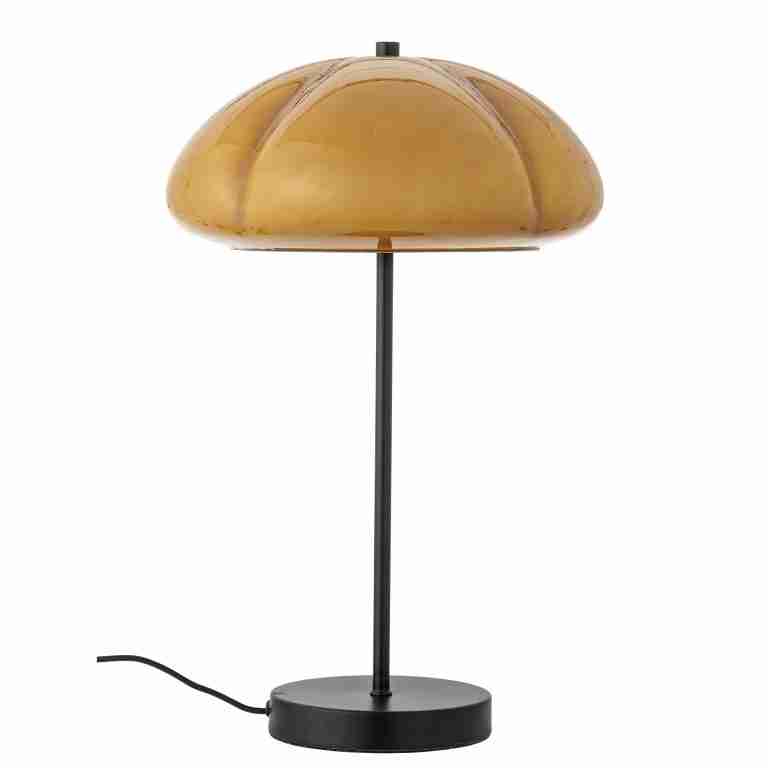Bloomingville Ronde Tafellamp Kinoko Glas, 47cm hoog - Geel