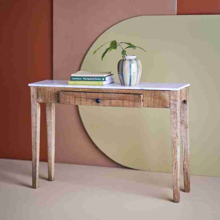 Bloomingville Sidetable Hauge Marmer en mangohout, 110cm - Bruin
