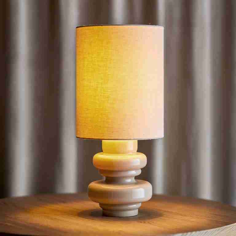 Bloomingville Tafellamp Fabiola Linnen en glas, 51cm hoog - Naturel