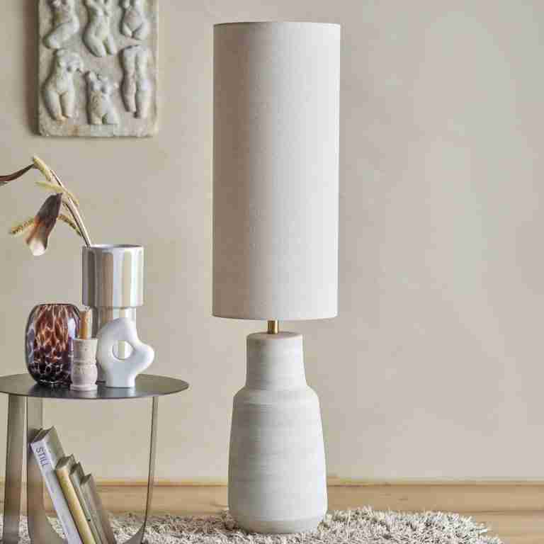 Bloomingville Vloerlamp Linetta Linnen en terracotta, 113cm hoog - Wit