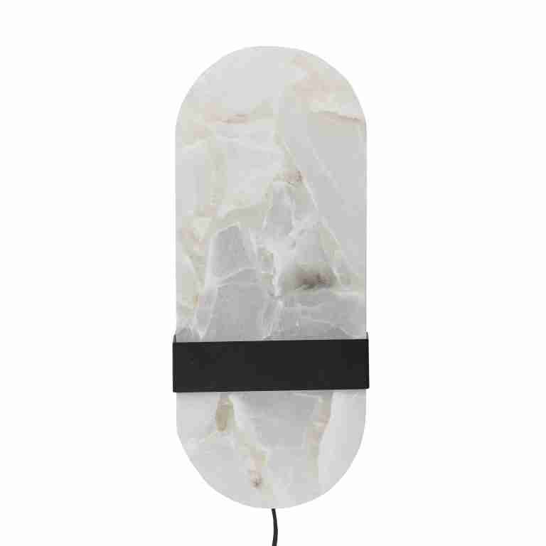 Bloomingville Wandlamp Taco Alabaster natuursteen, 38cm hoog - Wit