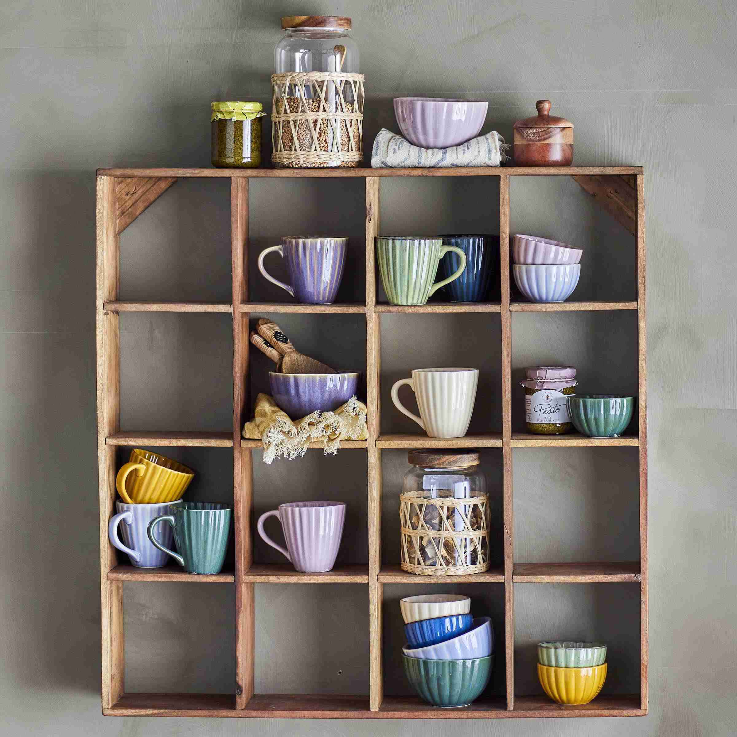 Bloomingville Wandrek Tilo Gerecycled hout, 70 x 70cm - Bruin