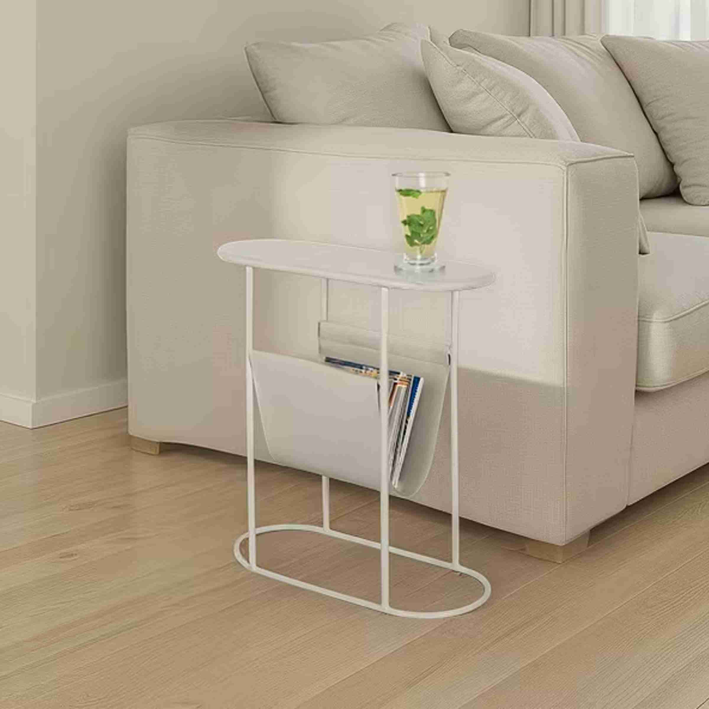 Brix Ovale Bijzettafel Luna Met tijdschriftenhouder - Beige - Ovaal