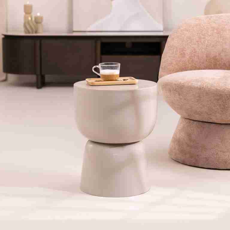 Brix Ronde Bijzettafel Kian 35cm - Off White