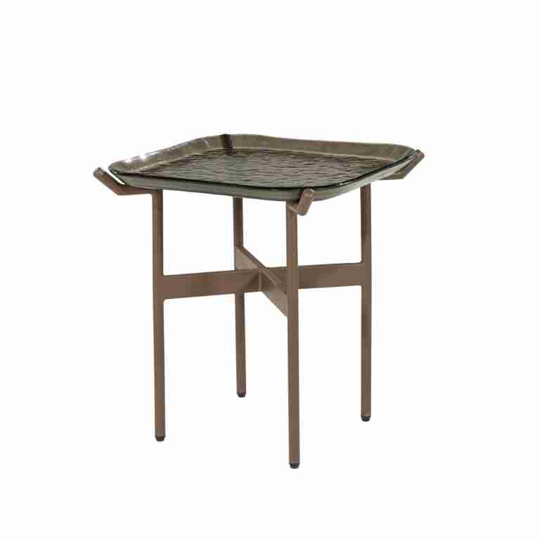 By-Boo Bijzettafel Liri Glas, 44 x 44cm - Bruin - Vierkant