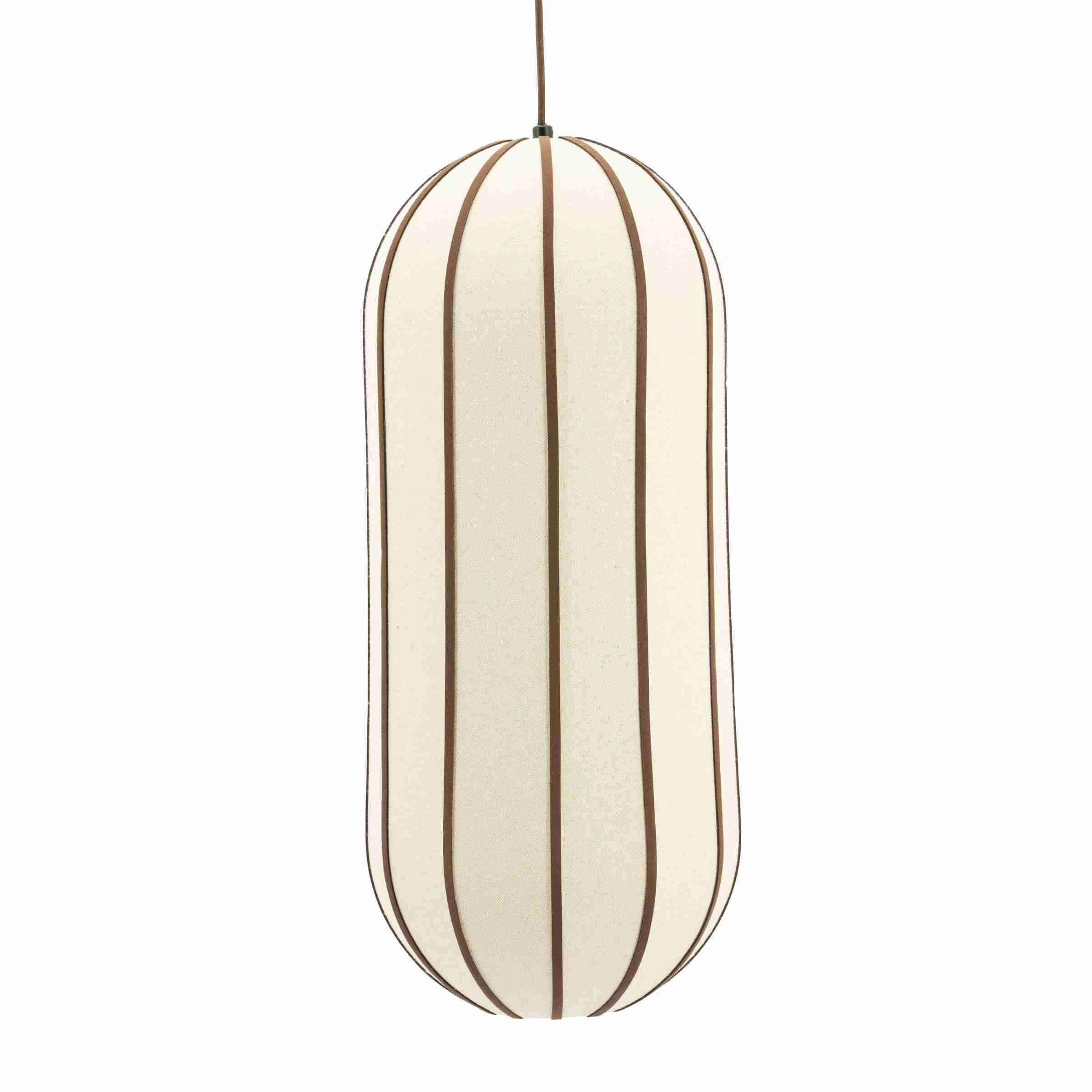 By-Boo Hanglamp Cocoon Linnen en leder, 28cm - Bruin